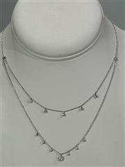 GABRIEL & CO 14k White Gold Layered Diamond Charm Drop Necklace
